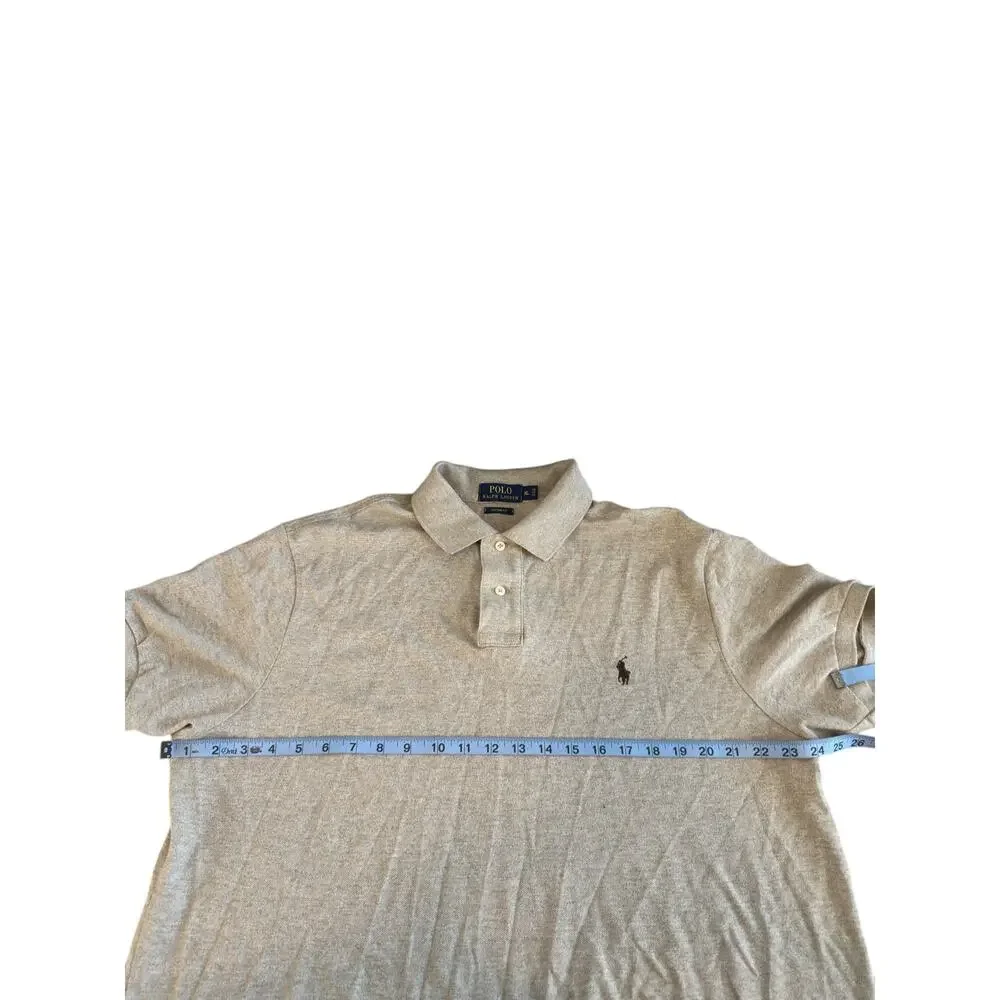 Polo Ralph Lauren Men's Polo Tan Brown Short Sleeve Custom Fit Office Work XL‎